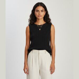 JOIE Black Knit Tank Top Womens S Minimalist Quiet Luxury Chic Wardrobe Staple